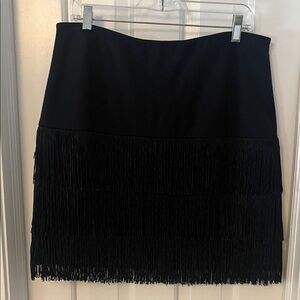 Ann Taylor Black Fringe Mini Skirt